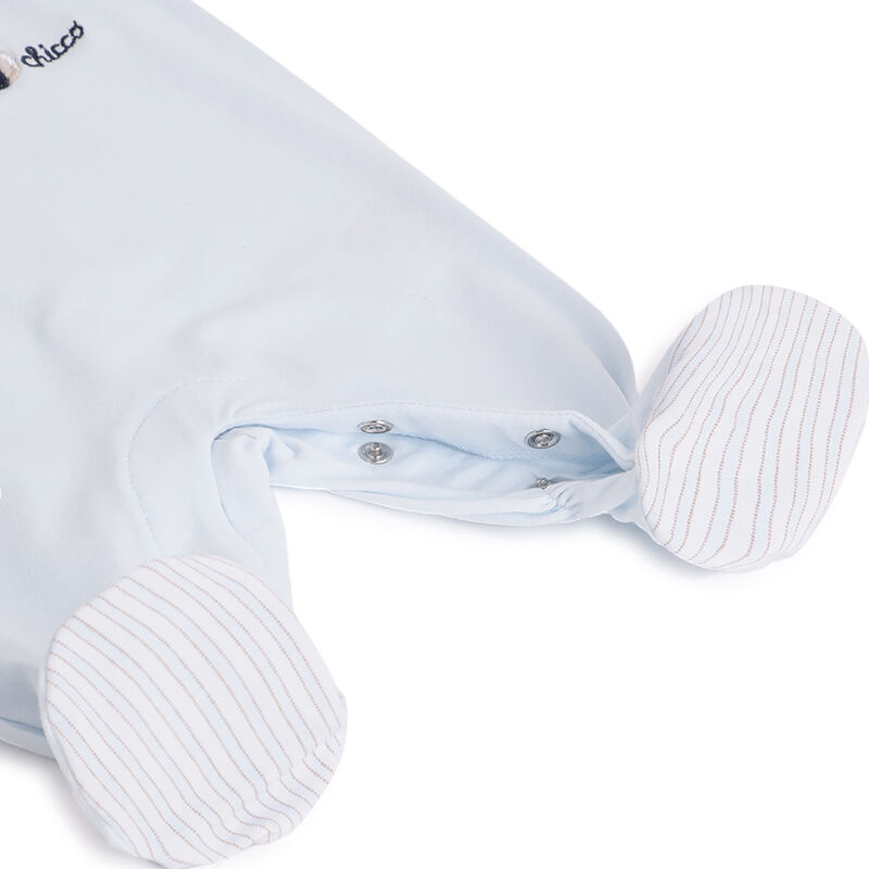 Boys Light Blue Applique Leg Opening Babysuit image number 3